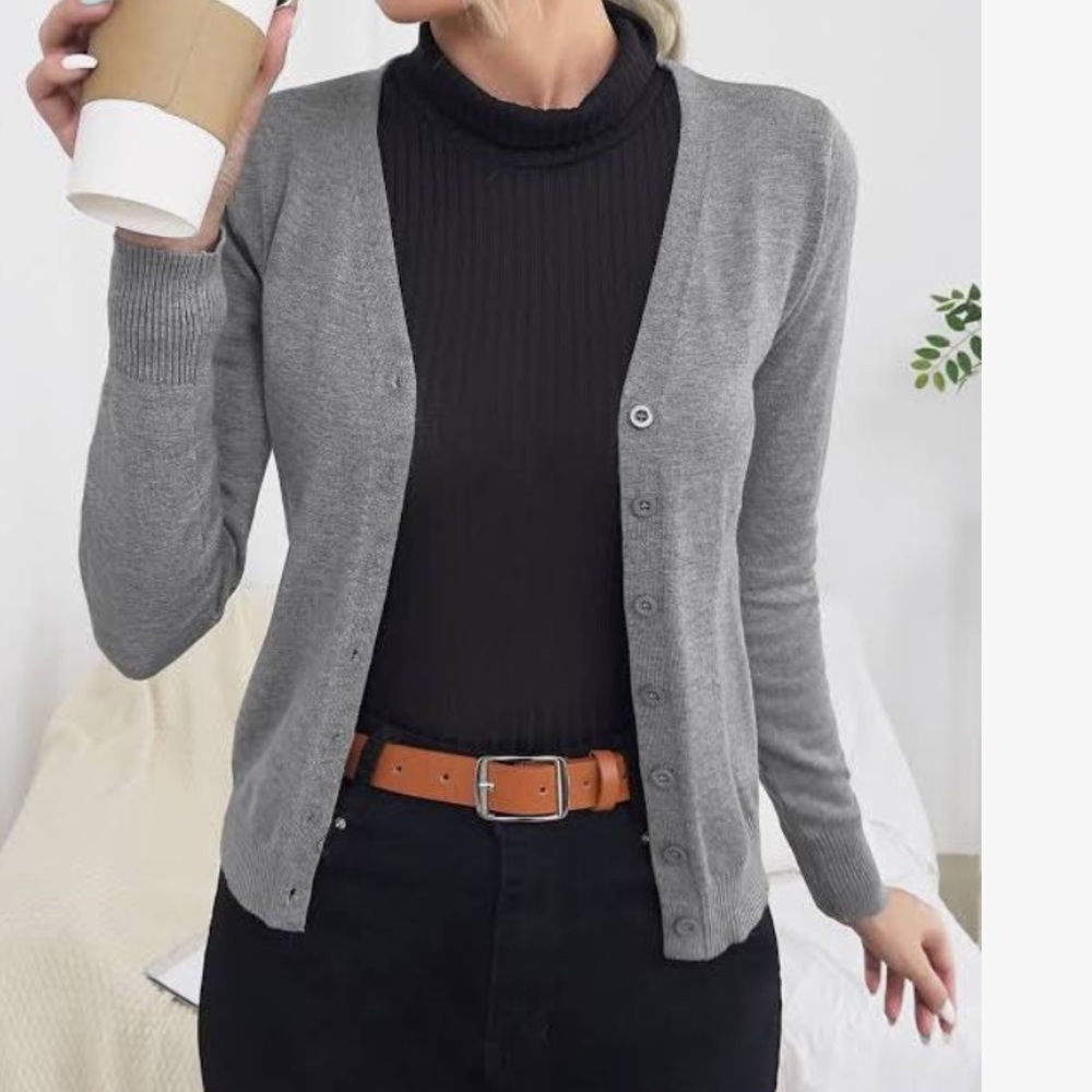 A New Day Cardigan Button Down  Open Front Gray Size Medium